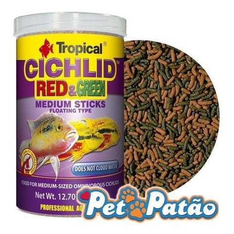 Tropical Cichlid Red & Green Medium Sticks 360g