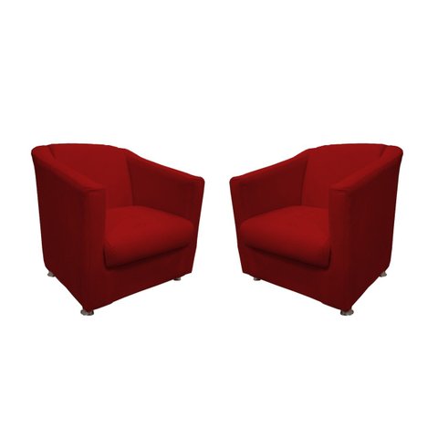 Kit 2 Poltronas Decorativa Biane Suede Vermelho Pés Cromado Mz Decor