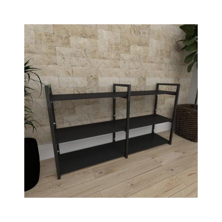 Mini Estante Industrial para Escritório - Aço Preto - 30cm - Modelo Ind11pep