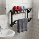 Ver imagem 4 de Suporte Organizador Sapatos Toalhas Sandalias Parede Banheiro Quarto Closet Lavanderia Sala Casa Mul