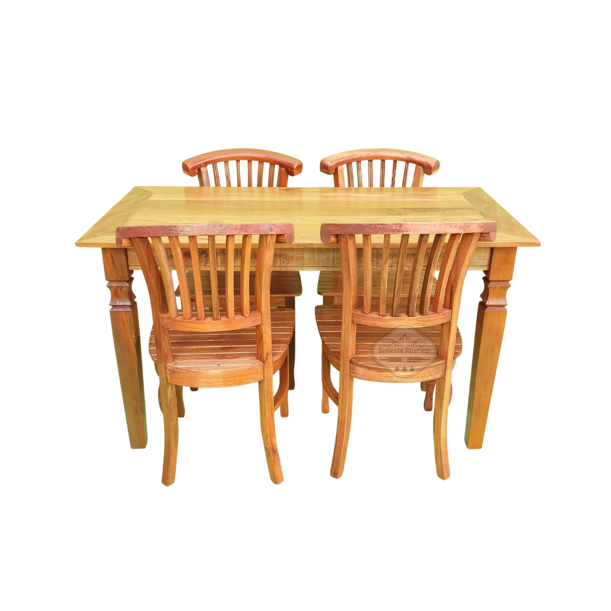Mesa de Jantar Madeira de Demolição 1,40 x 0,70 com 4 Cadeiras Leque Sudeste Rustico - 3