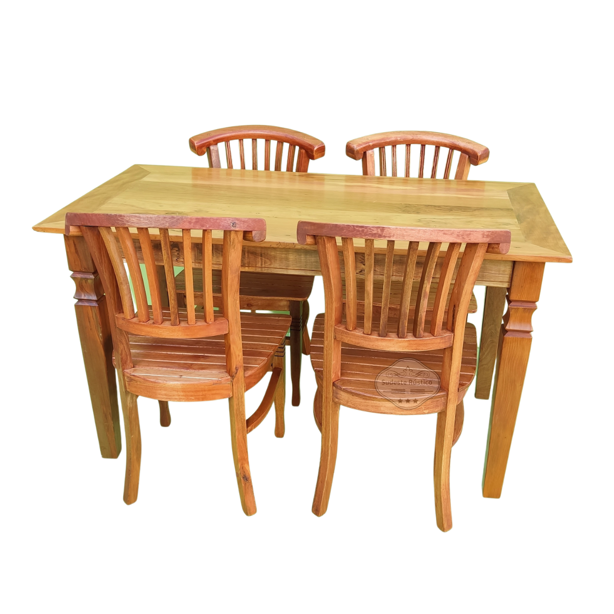 Mesa de Jantar Madeira de Demolição 1,40 x 0,70 com 4 Cadeiras Leque Sudeste Rustico - 2