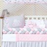 Kit Berço Trança Nuvem Menina 14 Peças Com Saia Box Rosa - 2