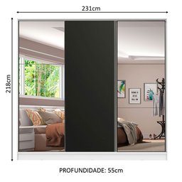Guarda-roupa Casal 100% Mdf Madesa Royale 3 Portas de Correr com Espelho - 5