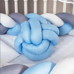 Kit Berço 11 Peças Azul Claro Com Almofada De Nó - 3