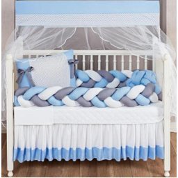 Kit Berço 11 Peças Azul Claro Com Almofada De Nó - 1