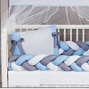 Ver imagem 2 de Kit Berço 11 Peças Azul Claro Com Almofada De Nó