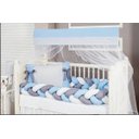 Ver imagem 4 de Kit Berço 11 Peças Azul Claro Com Almofada De Nó