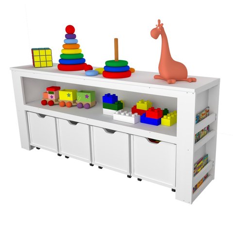 Organizador com Baús e Porta Livros Adele 100% Mdf