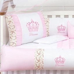 Kit Protetor De Berço Coroa Princesa Rosa 11 Peças - 2