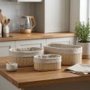 Ver imagem 5 de Cestos Organizadores Decorativos com Forro em Tecido Kit 3 – Conjunto Multiuso para Banheiro, Quarto