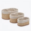 Ver imagem 1 de Cestos Organizadores Decorativos com Forro em Tecido Kit 3 – Conjunto Multiuso para Banheiro, Quarto