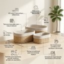 Ver mais imagens de Cestos Organizadores Decorativos com Forro em Tecido Kit 3 – Conjunto Multiuso para Banheiro, Quarto