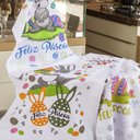 Ver imagem 2 de Pano De Prato Lomaer Sacaria Pascoa 50cmx70cm Estampado 12Und. Branco