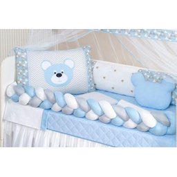 Kit Berço Trança Completo Baby Azul 12 Peças - 6
