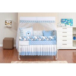 Kit Berço Trança Completo Baby Azul 12 Peças - 3