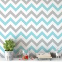 Ver imagem 3 de Papel de Parede Chevron Cinza e Azul Bebê - 3,00x0,50m