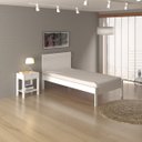 Ver imagem 1 de Cama De Solteiro com Cabeceira com Detalhe Ripado Branco: Branco