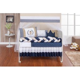 Kit Berço Trança Completo Urso Teddy Azul Marinho 12 Peças - 3