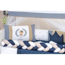 Kit Berço Trança Completo Urso Teddy Azul Marinho 12 Peças - 6