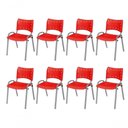 Ver imagem 1 de Cadeira Iso Base Cinza Escola, Escritório Vermelho Kit 8 Un