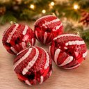 Ver imagem 4 de Bola de Natal Decoracao Glitter Vermelho Plastico Kit 16 10cm