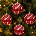 Ver imagem 2 de Bola de Natal Decoracao Glitter Vermelho Plastico Kit 16 10cm