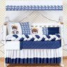 Kit Jogo Berço Urso Rei Menino Azul Marinho 13 Pçs Com Saia - 1