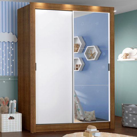 Guarda-roupa Infantil Madesa Bento 2 Portas de Correr com Espelho 2 Gavetas
