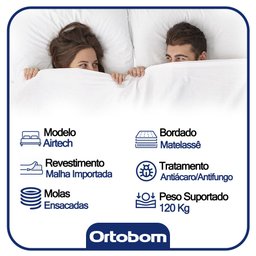Cama Baú Casal Suede + Colchão Casal Ortobom Airtech Molas SpringPocket  (65x138x188) Bege - 4
