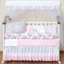 Ver imagem 1 de Kit Jogo Protetor Berço Menina Nuvem 12 Peças Com Trança