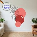 Ver imagem 1 de Adesivo Floral Boho Vermelho Estilo Nórdico 130x90 Minimalista Mod.02