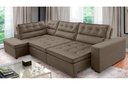 Ver imagem 1 de Sofá de Canto Retrátil e Reclinável com Molas 3,40x2,00 Esq Virginia Suede Capucino Adonai