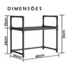 Suporte Rack Organizador Microondas Armario Cozinha Prateleira Gancho Tempero Escorredor Louças Comp - 3