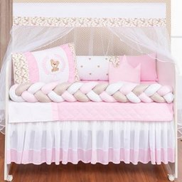Kit Berço Menina Ursinho Lançamento Bebê Rosa 14 Peças - 1