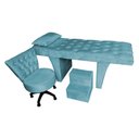 Ver imagem 1 de Kit Maca Estética Capitonê com Mocho e Escadinha 80 Cm Bege Slk Decor Reta Azul Turquesa