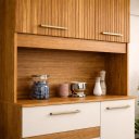 Ver imagem 4 de Armário Cozinha 90cm Pequeno Apartamento Multiuso 4 Portas:Off/Ripado