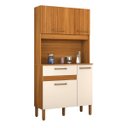 Ver imagem 1 de Armário Cozinha 90cm Pequeno Apartamento Multiuso 4 Portas:Off/Ripado