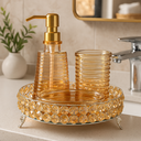 Ver imagem 2 de Kit Lavabo Bandeja Luxo Vidro Banheiro Dispenser Líquido Pia
