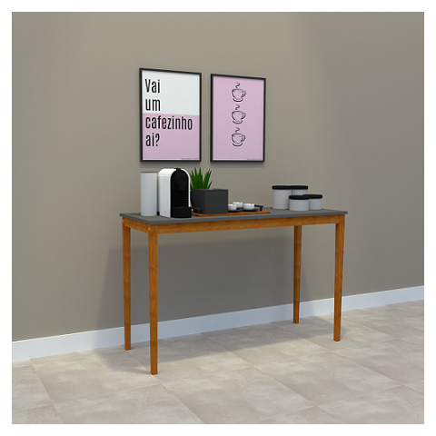 Aparador NOAH grande MDF Cinza e Madeira 119x75x44 Donna 0204AAG03