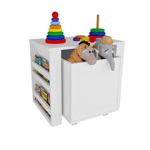 Rack com Baú Porta Carrinhos e Livreiro Cainã 100% Mdf