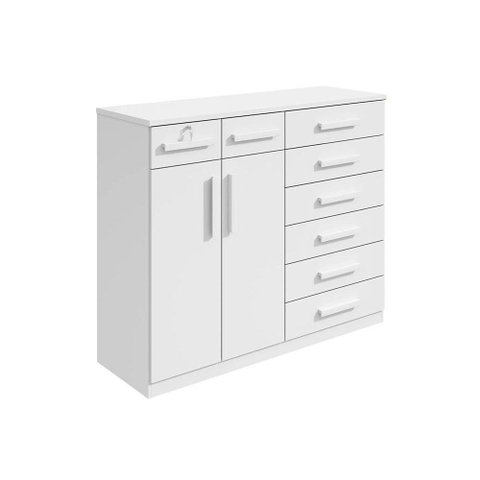 Cômoda de Quarto Toronto New c/ 2 Portas e 8 Gavetas Branco - Lopas