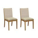 Ver imagem 1 de Kit 2 Cadeiras Sala Jantar Lara 2cmm009ca Premium Madeira Maciça 2 Un Carvalho/boucle Bege/tela