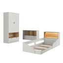 Ver imagem 2 de Cama Infantil Montessoriana Guarda Roupa 2 Portas e Cômoda Cor:arenas com Mel