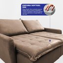 Ver imagem 2 de Sofá sem Caixa Retrátil 1,60m Softgel Luna Velusoft Castor Cama Inbox