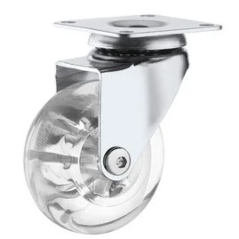 Kit 2 Rodizio Giratorio 2 Polegadas com Placa sem Freio Pu Transparente