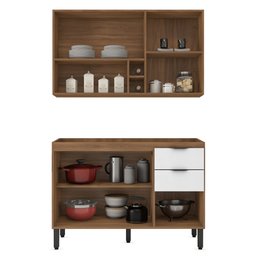 Cozinha Completa Modular Firenze Sem Tampo 2 Peças Composição 11 Amêndola Touch Branco FI0011 Demóbi - 2 Cozinha Completa Modular Firenze Sem Tampo 2 Peças Composição 11 Amêndola Touch Branco FI0011 Demóbi - 2