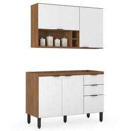Cozinha Completa Modular Firenze Sem Tampo 2 Peças Composição 11 Amêndola Touch Branco FI0011 Demóbi - 1 Cozinha Completa Modular Firenze Sem Tampo 2 Peças Composição 11 Amêndola Touch Branco FI0011 Demóbi - 1