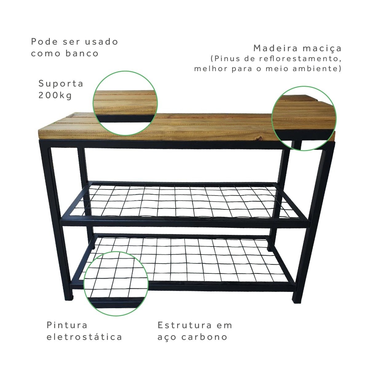 Sapateira Banco Strassis Design Sd-5001-69 Preta - 4