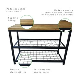 Sapateira Banco Strassis Design Sd-5001-69 Preta - 4